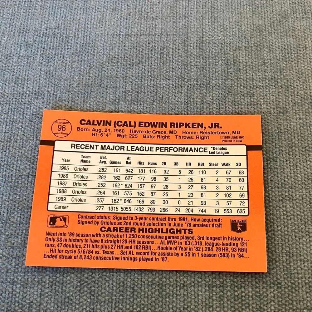 1990 Donruss Baltimore Orioles Baseball Card Trading Card